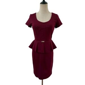 NWT Ann Taylor Dress Peplum Burgundy Sz 2P Office Career  Professional Wiggle